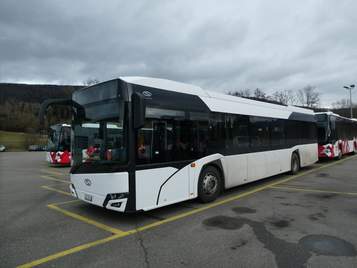 (232'660) - CarPostal Ouest - JU 36'144 - Solaris am 6. Februar 2022 in Develier, Parkplatz