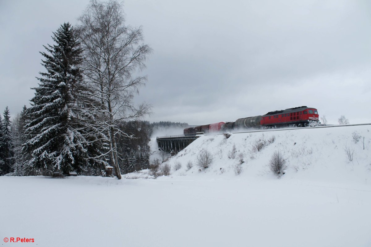 233 176 überquert das Fichtelnaab Viadukt bei Neusorg mit dem 45362 Cheb - Nürnberg. 15.01.17