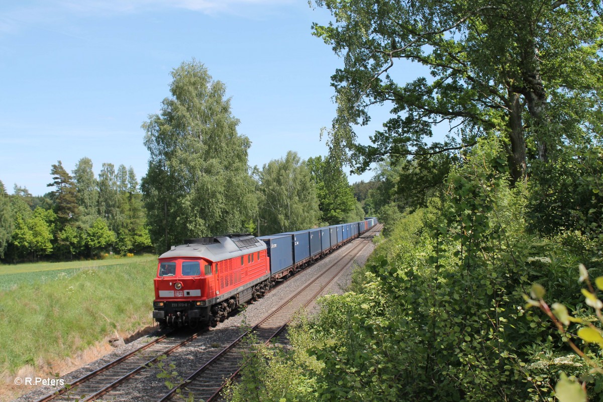 233 373-0 mit dem 47388 Containerzug Cheb - Irrenlohe bei Escheldorf. 25.05.14