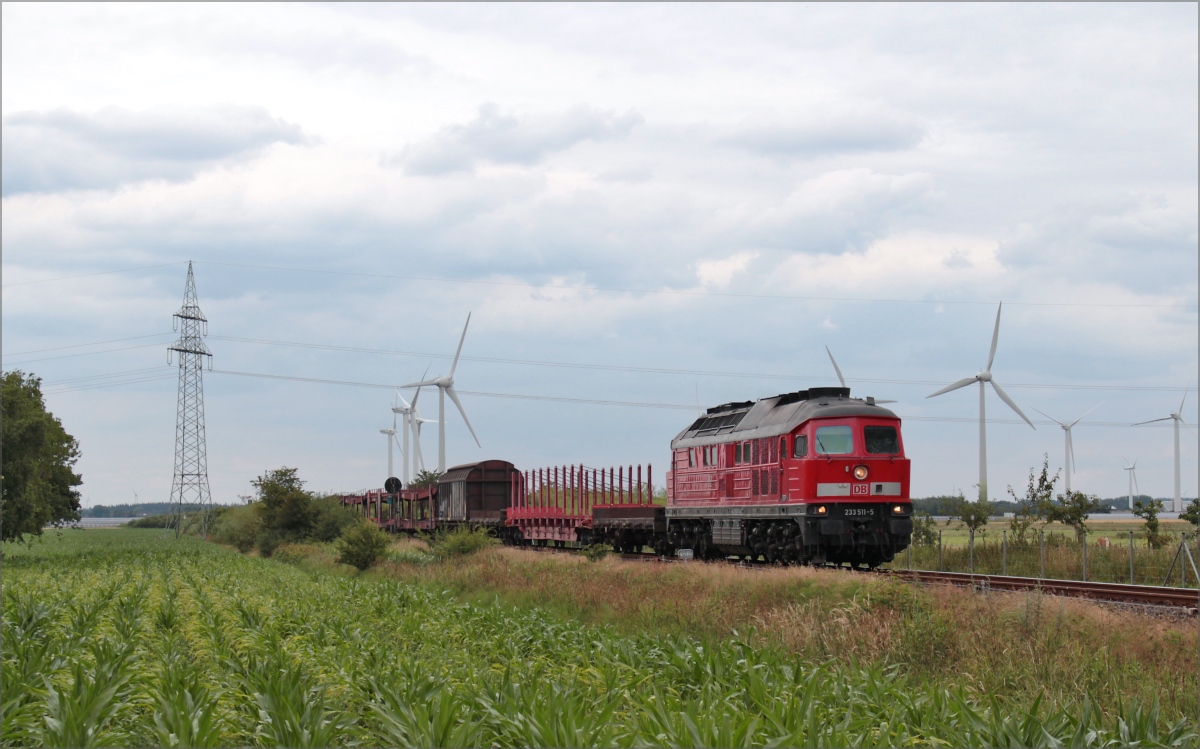 233 511 mit Umleitergüterzug am 24.07.15 in Niebüll