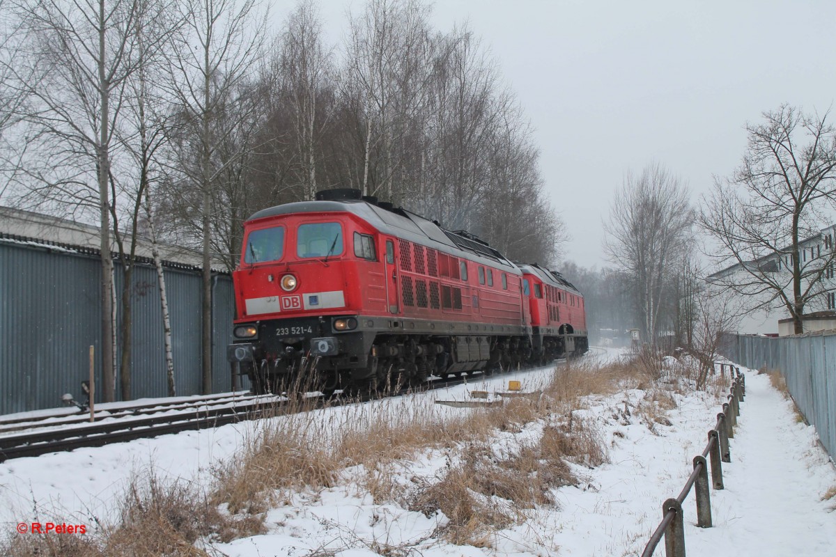 233 521-4 + 232 571-0 verlassen Markredwitz in Richtung Cheb. 02.02.14