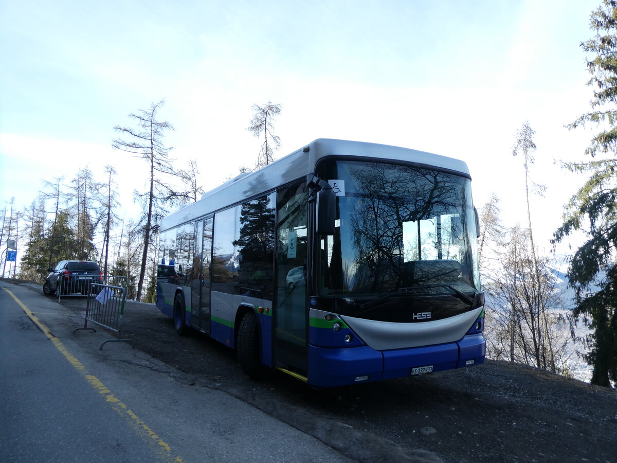 (233'017) - Interbus, Kerzers - VS 132'933 - Scania/Hess (ex TPL Lugano Nr. 208) am 20. Februar 2022 in Veysonnaz, Postgarage (Einsatz Theytaz)