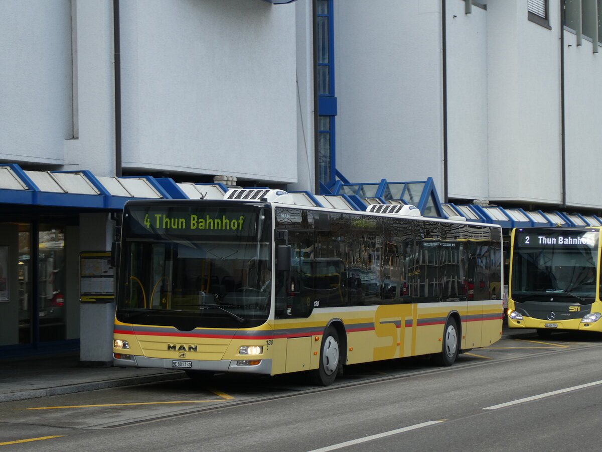 (233'077) - STI Thun - Nr. 130/BE 801'130 - MAN am 22. Februar 2022 in Thun, Postbrcke