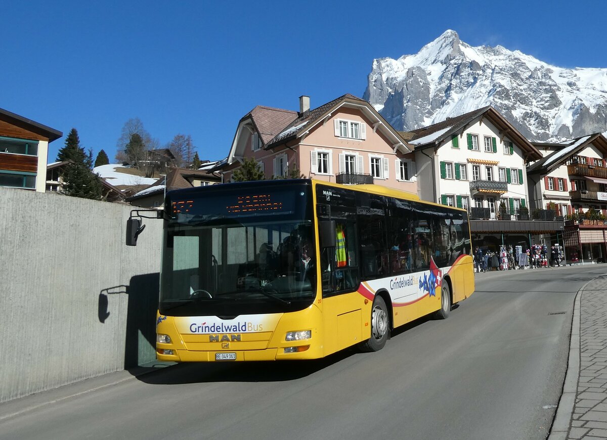 (233'272) - Grindelwaldbus, Grindelwald - Nr. 20/BE 349'361 - MAN/Gppel am 27. Februar 2022 in Grindelwald, Sportzentrum