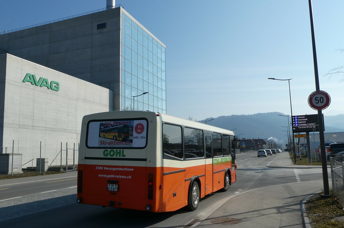 (233'393) - Gohl, Herzogenbuchsee - BE 815'877 - MAN/Lauber (ex AMSA Chiasso Nr. 19; ex Tresch, Amsteg) am 6. Mrz 2022 in Thun, Kleine Allmend