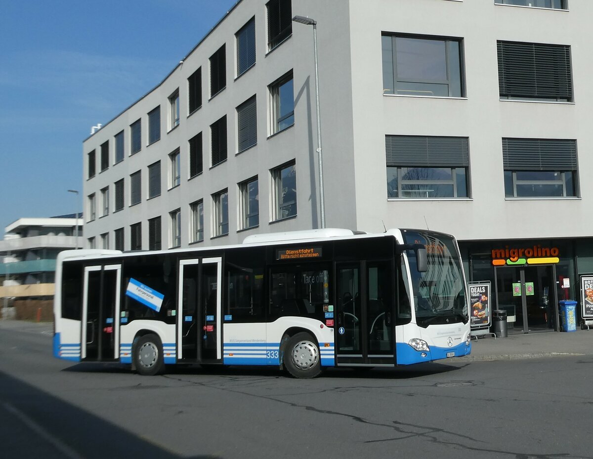 (233'520) - BSW Sargans - Nr. 333/SG 288'661 - Mercedes am 8. Mrz 2022 beim Bahnhof Sargans