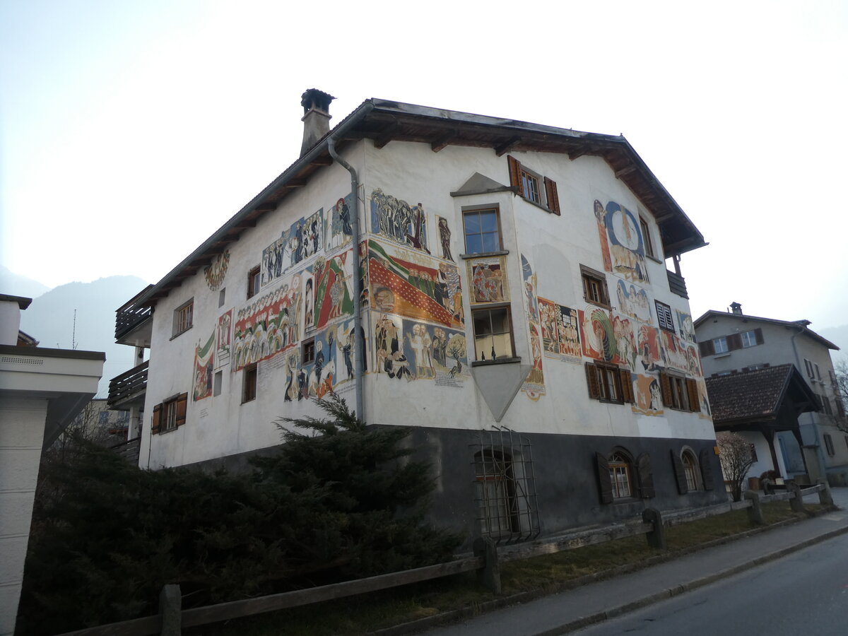 (233'739) - Altes Haus mit biblischen Motiven am 11. M�rz 2022 in F�rstenaubruck