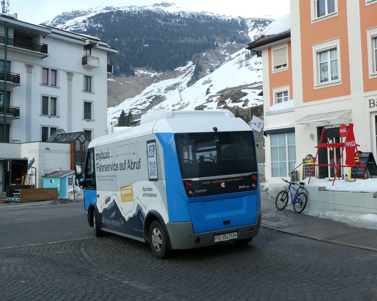 (233'820) - Thur-Taxi, Weinfelden - TG 154'318 - Karsan am 11. Mrz 2022 in Andermatt, Poststrasse (Einsatz Andermatt-Urserntal Tourismus