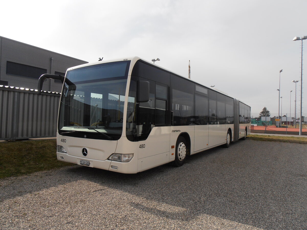 (233'896) - Intertours, Domdidier - Nr. 480/FR 300'480 - Mercedes (ex Nr. 210; ex STI Thun Nr. 134) am 13. Mrz 2022 in Domdidier, Garage