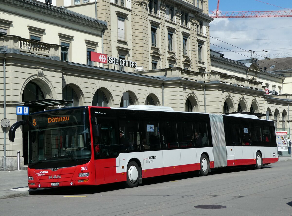 (234'342) - SW Winterthur - Nr. 365/ZH 760'365 - MAN am 10. April 2022 beim Hauptbahnhof Winterthur