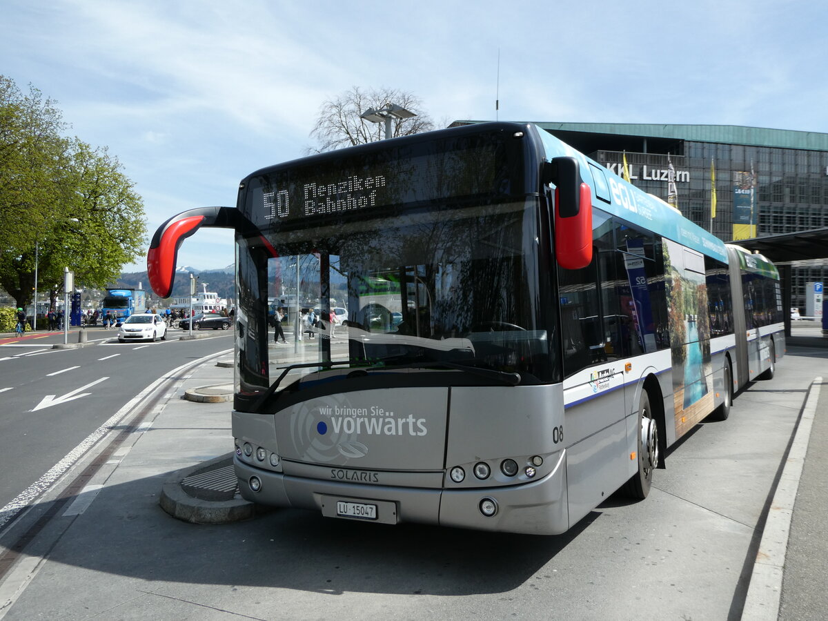 (234'417) - AAGR Rothenburg - Nr. 8/LU 15'047 - Solaris am 11. April 2022 beim Bahnhof Luzern