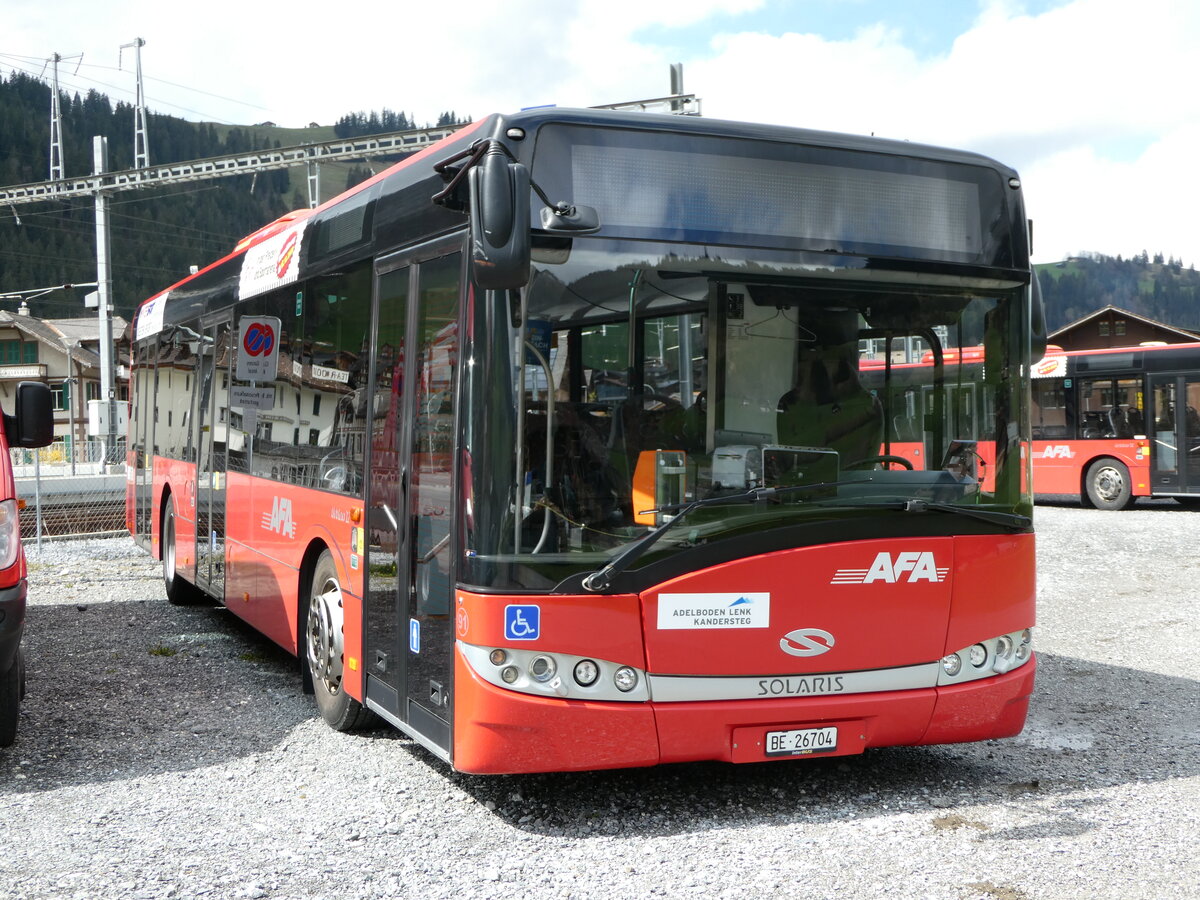 (234'842) - AFA Adelboden - Nr. 91/BE 26'704 - Solaris am 26. April 2022 beim Bahnhof Zweisimmen