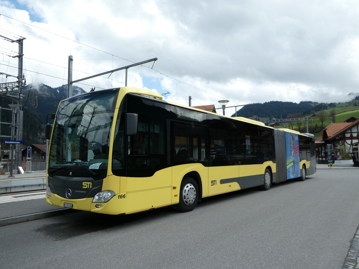 (234'847) - STI Thun - Nr. 166/BE 752'166 - Mercedes am 26. April 2022 beim Bahnhof Zweisimmen