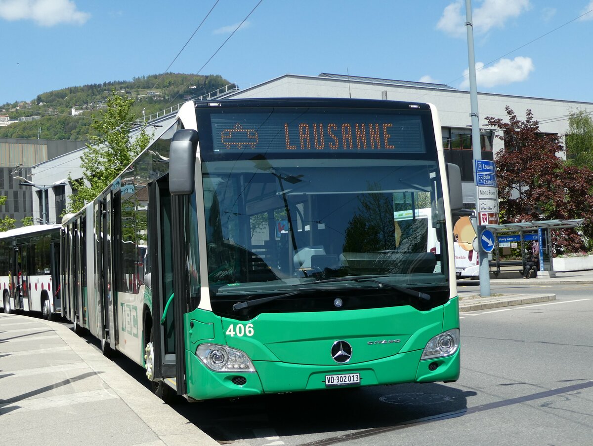 (234'964) - MBC Morges - Nr. 406/VD 302'013 - Mercedes am 30. April 2022 beim Bahnhof Vevey