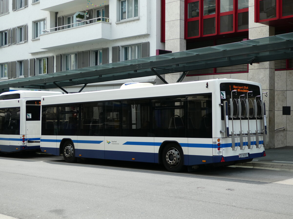 (235'181) - ZVB Zug - Nr. 505/ZG 84'505 - Lanz+Marti/Hess Personenanhnger am 4. Mai 2022 beim Bahnhof Zug