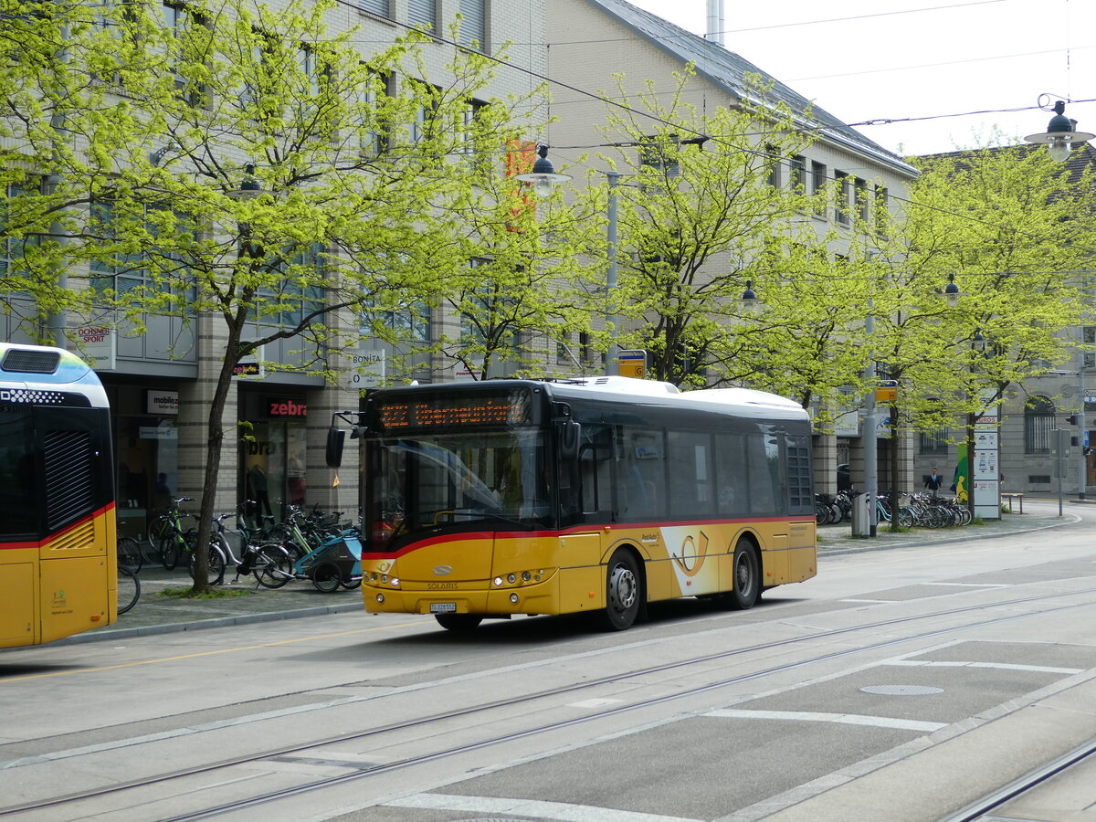 (235'418) - Rattin, Schlatt - TG 228'552 - Solaris (ex PLA Vaduz/FL Nr. 3; ex PostAuto Ostschweiz SG 267'069; ex PostAuto Ostschweiz TG 158'089; ex Express-Auto, Kreuzlingen) am 7. Mai 2022 beim Bahnhof Frauenfeld