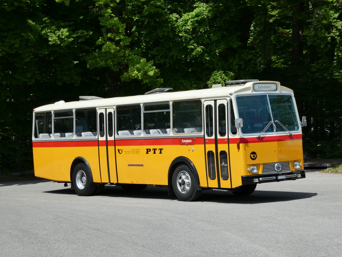 (235'650) - Gast, Reutigen - BE 113'160 - Saurer/Tscher (ex HPTrans, Thusis; ex Mauerhofer, Worb; ex Erni, Schupfart Nr. 3; ex P 24'636) am 15. Mai 2022 in Burgdorf, kihof Ziegelgut