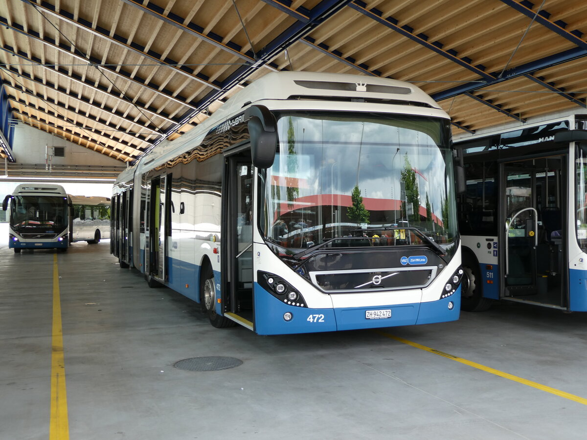 (236'466) - VBZ Zrich - Nr. 472/ZH 942'472 - Volvo am 28. Mai 2022 in Zrich, Garage Hardau