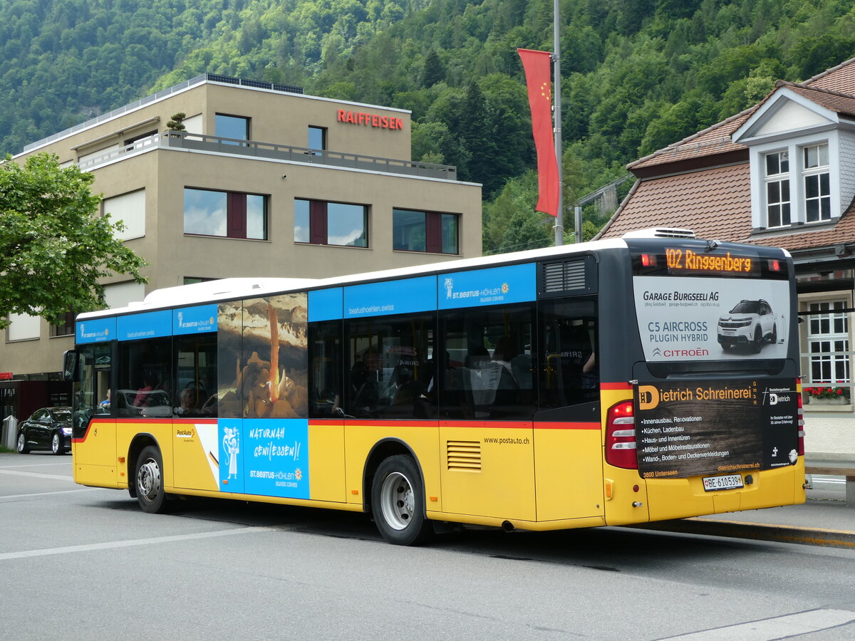 (236'730) - PostAuto Bern - BE 610'539 - Mercedes (ex BE 700'281; ex Schmocker, Stechelberg Nr. 2) am 4. Juni 2022 beim Bahnhof Interlaken Ost