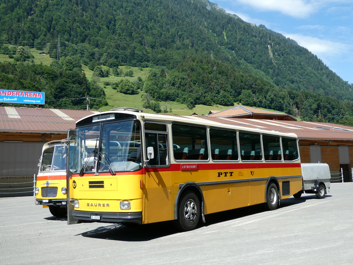 (237'568) - Schmid, Thrishaus - BE 26'206 - Saurer/Tscher (ex P 24'244) am 26. Juni 2022 in Mlenen, Kanderarena