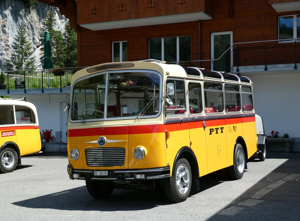 (237'642) - Schmid, Thrishaus - Nr. 9/BE 26'105 - Saurer/R&J (ex Geiger, Adelboden Nr. 9) am 26. Juni 2022 auf der Griesalp