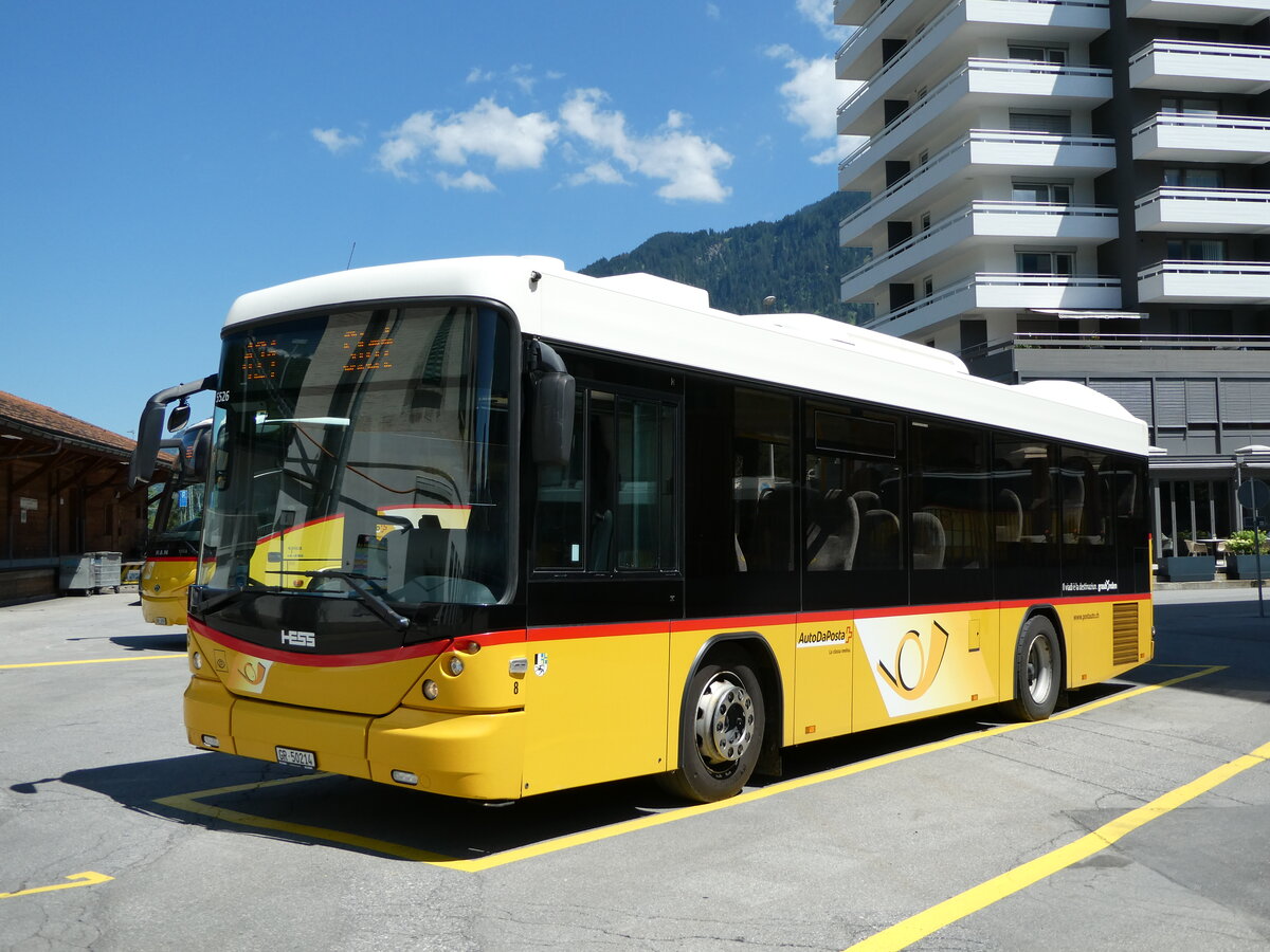 (237'800) - PostAuto Graubnden - Nr. 8/GR 50'214 - Scania/Hess (ex Fontana, Ilanz Nr. 8) am 2. Juli 2022 beim Bahnhof Ilanz