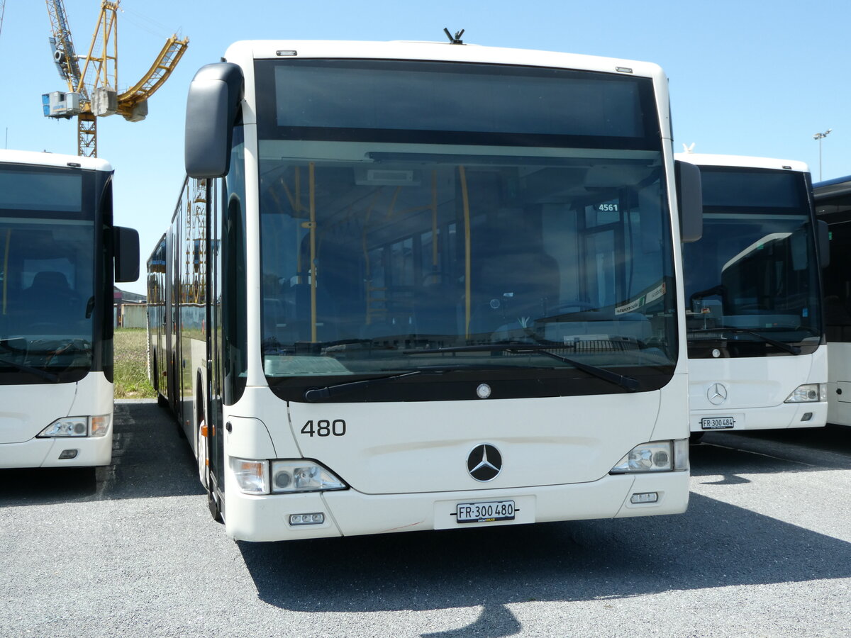 (237'870) - Intertours, Domdidier - Nr. 480/FR 300'480 - Mercedes (ex Nr. 210; ex STI Thun Nr. 134) am 3. Juli 2022 in Domdidier, Garage