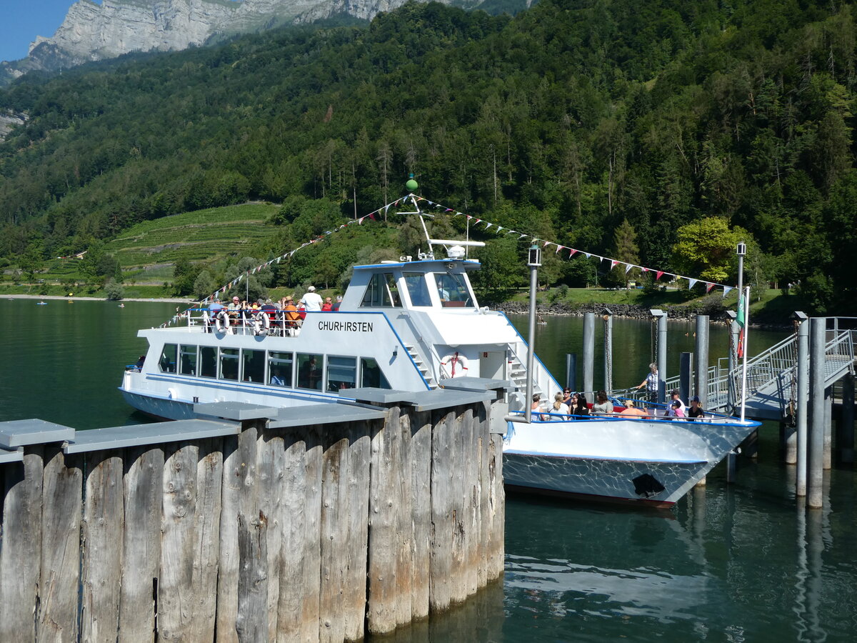 (238'221) - Motorschiff Churfirsten am 17. Juli 2022 an der Schiffl�ndte in Walenstadt