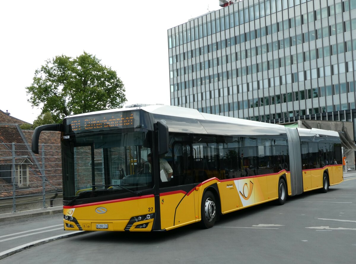 (238'540) - Steiner, Ortschwaben - Nr. 27/BE 890'170 - Solaris (ex PostAuto Wallis Nr. 55) am 28. Juli 2022 in Bern, Postautostation