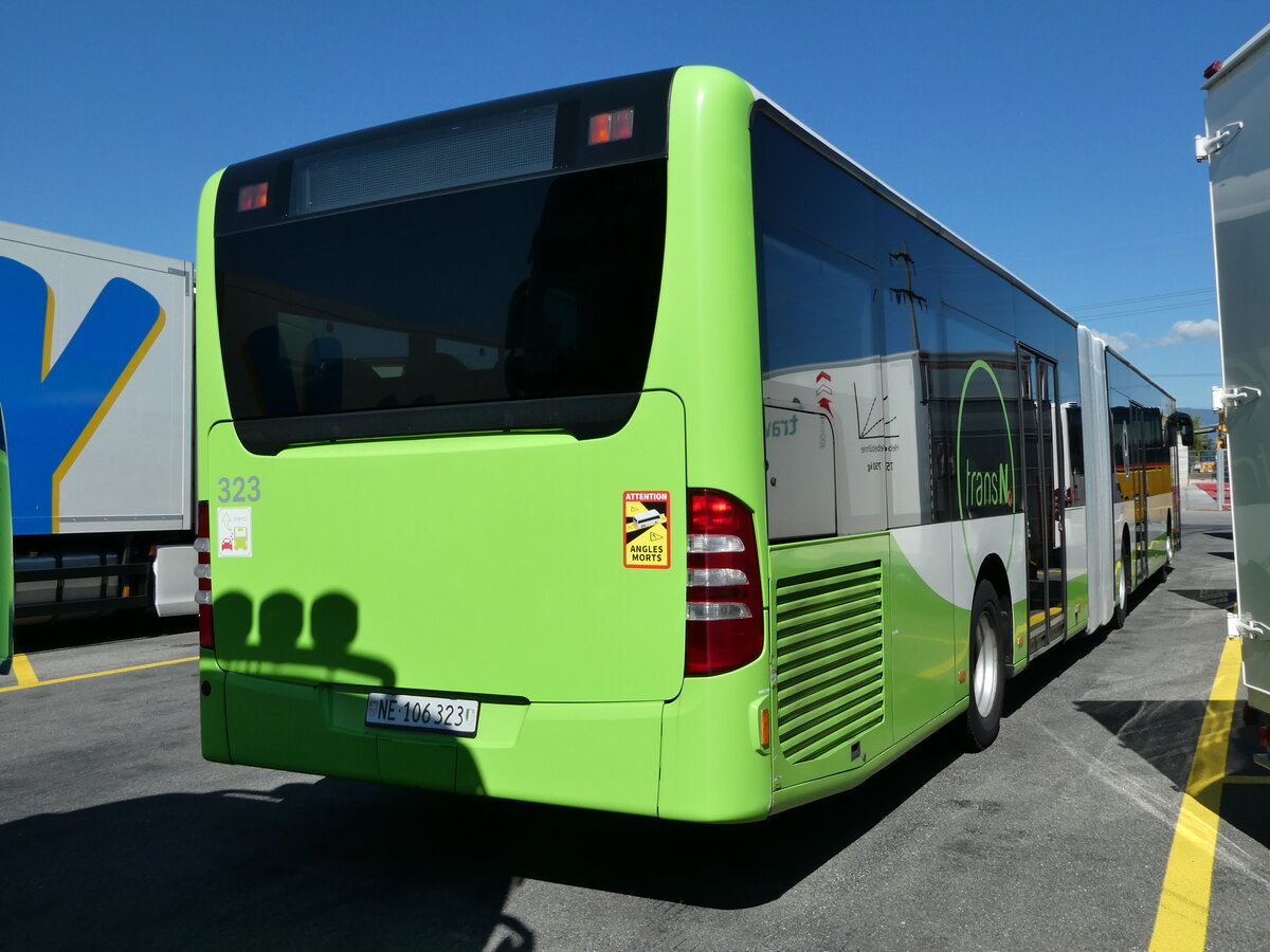 (238'752) - transN, La Chaux-de-Fonds - Nr. 323/NE 106'323 - Mercedes am 1. August 2022 in Kerzers, Interbus