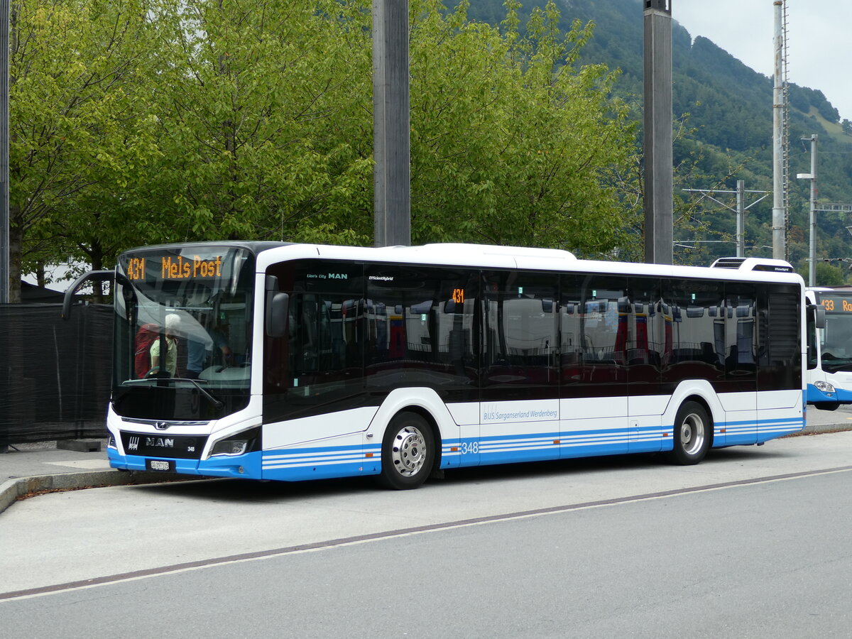 (239'292) - BSW Sargans - Nr. 348/SG 297'515 - MAN am 20. August 2022 beim Bahnhof Sargans