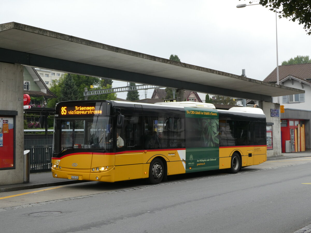 (239'494) - Hfliger, Sursee - Nr. 21/LU 197'101 - Solaris am 27. August 2022 beim Bahnhof Sursee