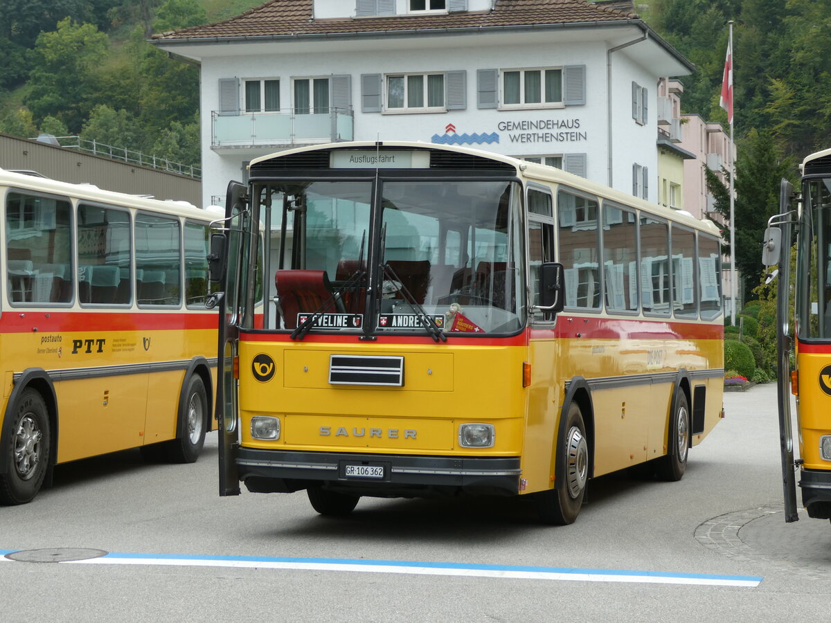 (239'763) - Ackermann, Landquart - GR 106'362 - Saurer/R&J (ex Fssler, Unteriberg; ex Schrch, Gutenburg Nr. 6; ex P 24'358) am 28. August 2022 in Wolhusen, Markt