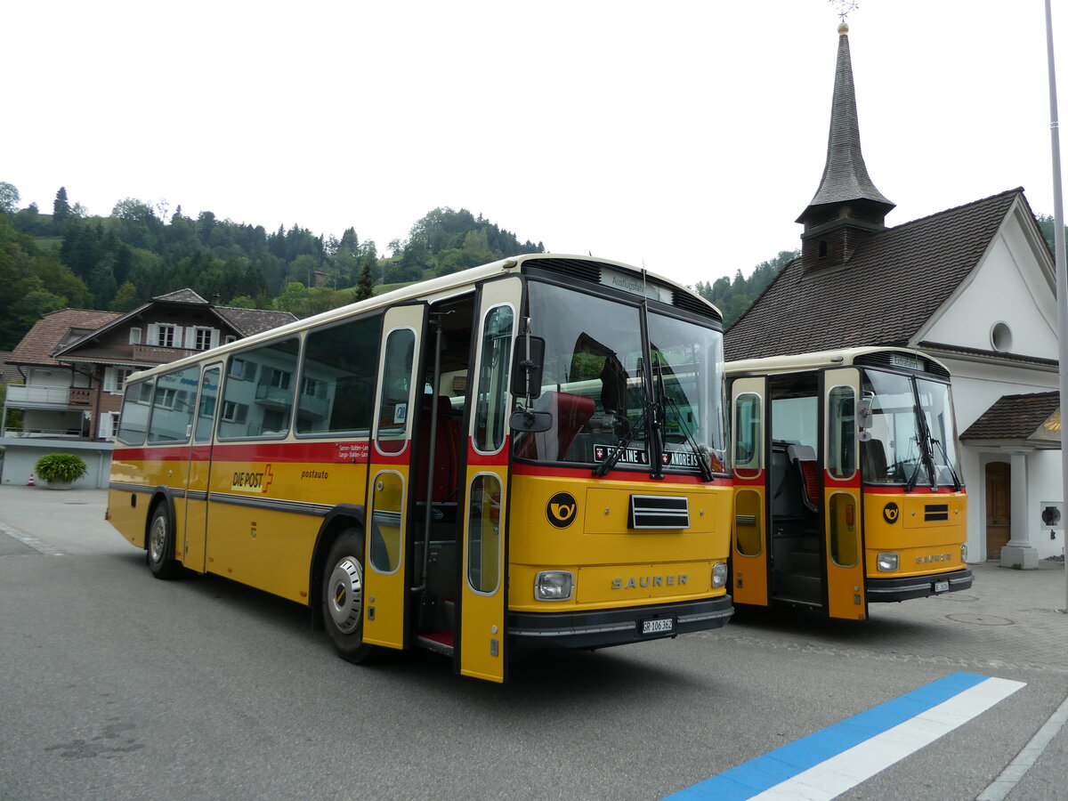 (239'769) - Ackermann, Landquart - GR 106'362 - Saurer/R&J (ex Fssler, Unteriberg; ex Schrch, Gutenburg Nr. 6; ex P 24'358) am 28. August 2022 in Wolhusen, Markt