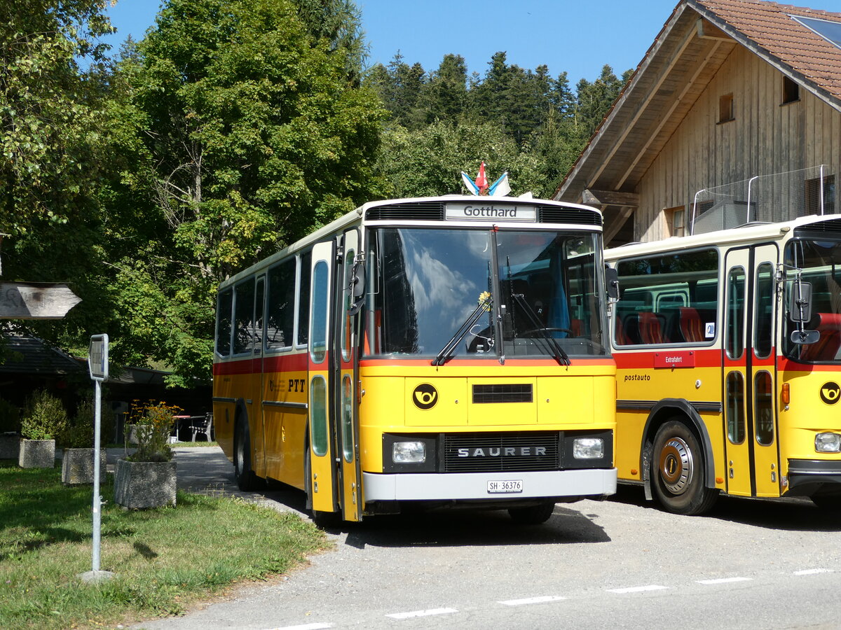 (239'870) - Roth, Zrich - SH 36'376 - Saurer/Tscher (ex Looser, Elm; ex Mattli, Wassen) am 28. August 2022 in Schwarzenegg, Restaurant Kreuz