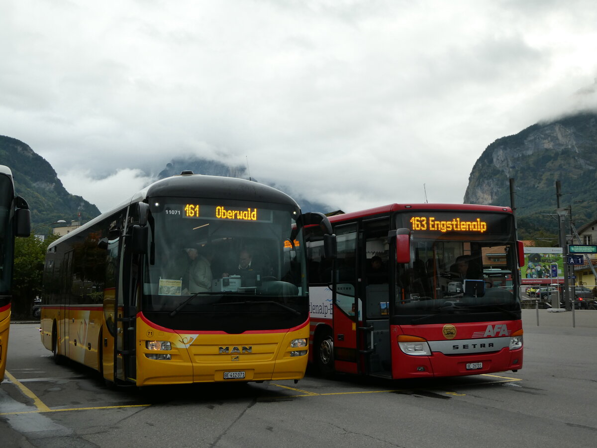 (240'244) - PostAuto Bern - Nr. 71/BE 412'071 - MAN (ex PostAuto Zentralschweiz Nr. 20; ex Dillier, Sarnen Nr. 20) am 25. September 2022 in Meiringen, Postautostation