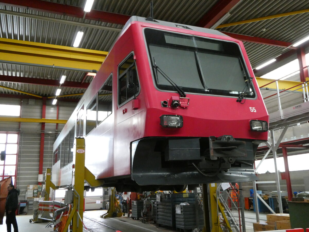 (240'502) - TRAVYS-Pendelzug - Nr. 55 - am 2. Oktober 2022 in Yverdon, D�p�t
