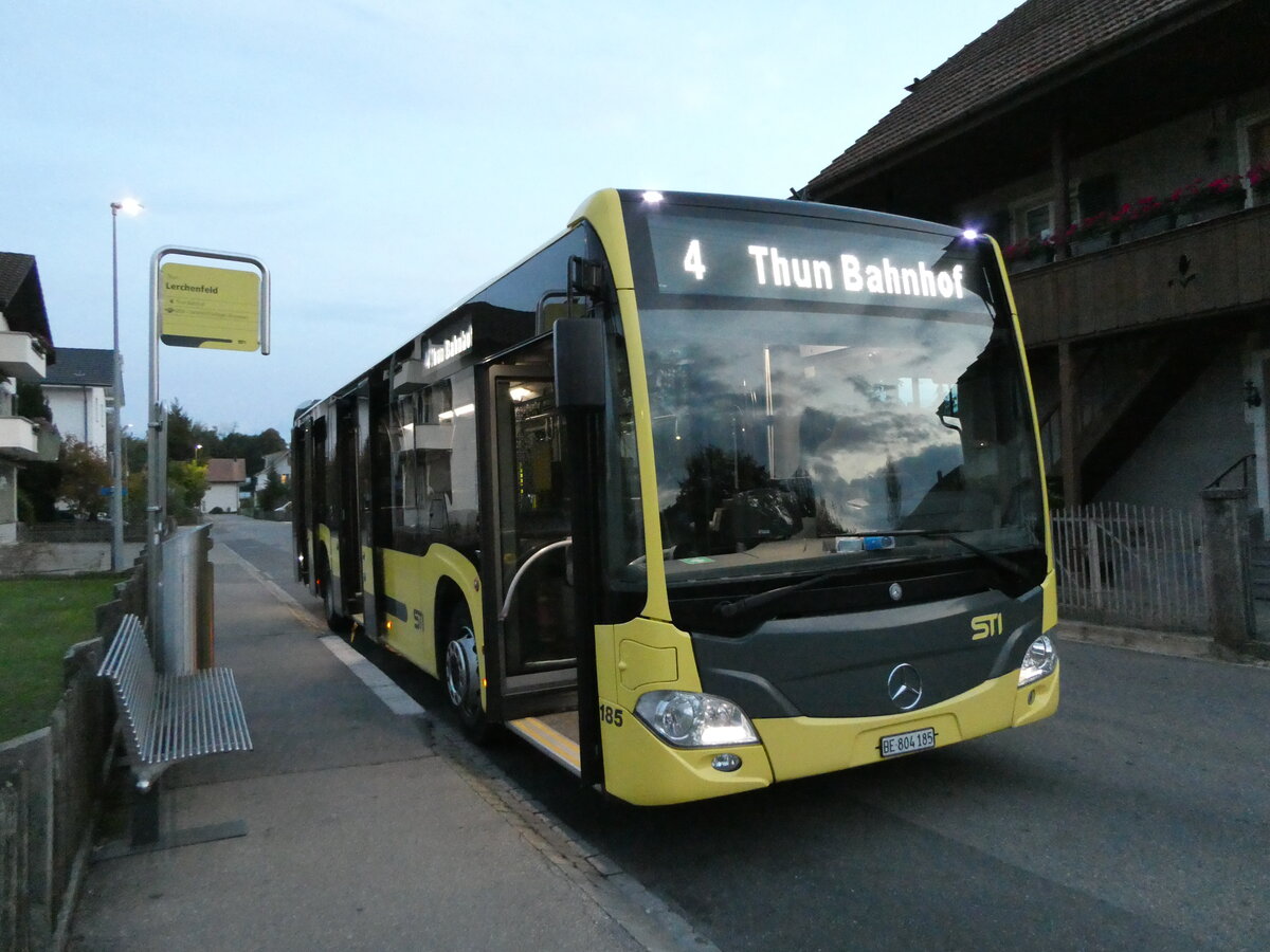 (240'643) - STI Thun - Nr. 185/BE 804'185 - Mercedes am 7. Oktober 2022 in Thun-Lerchenfeld, Endhaltestelle