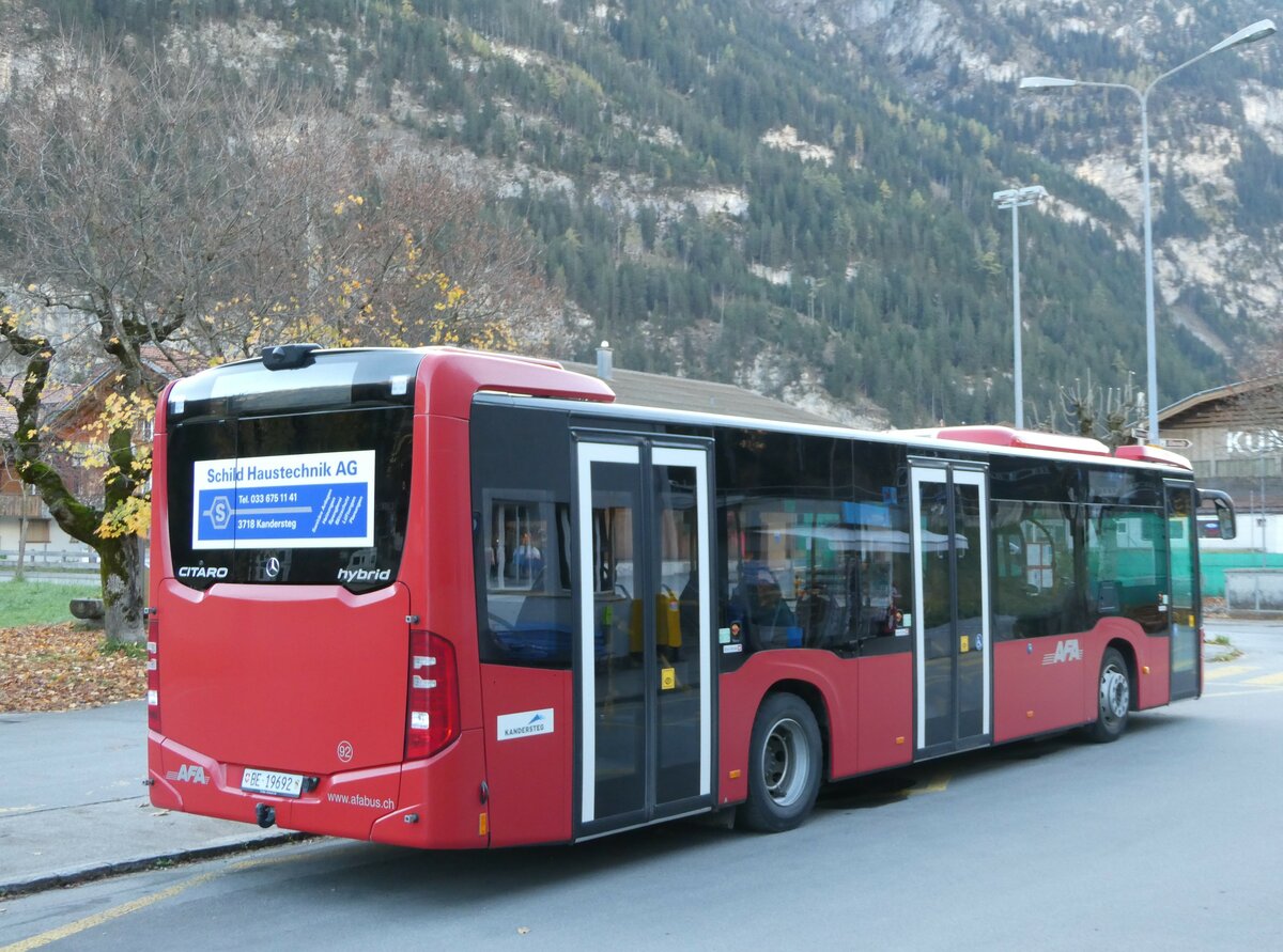 (241'861) - AFA Adelboden - Nr. 92/BE 19'692 - Mercedes am 27. Oktober 2022 beim Bahnhof Kandersteg