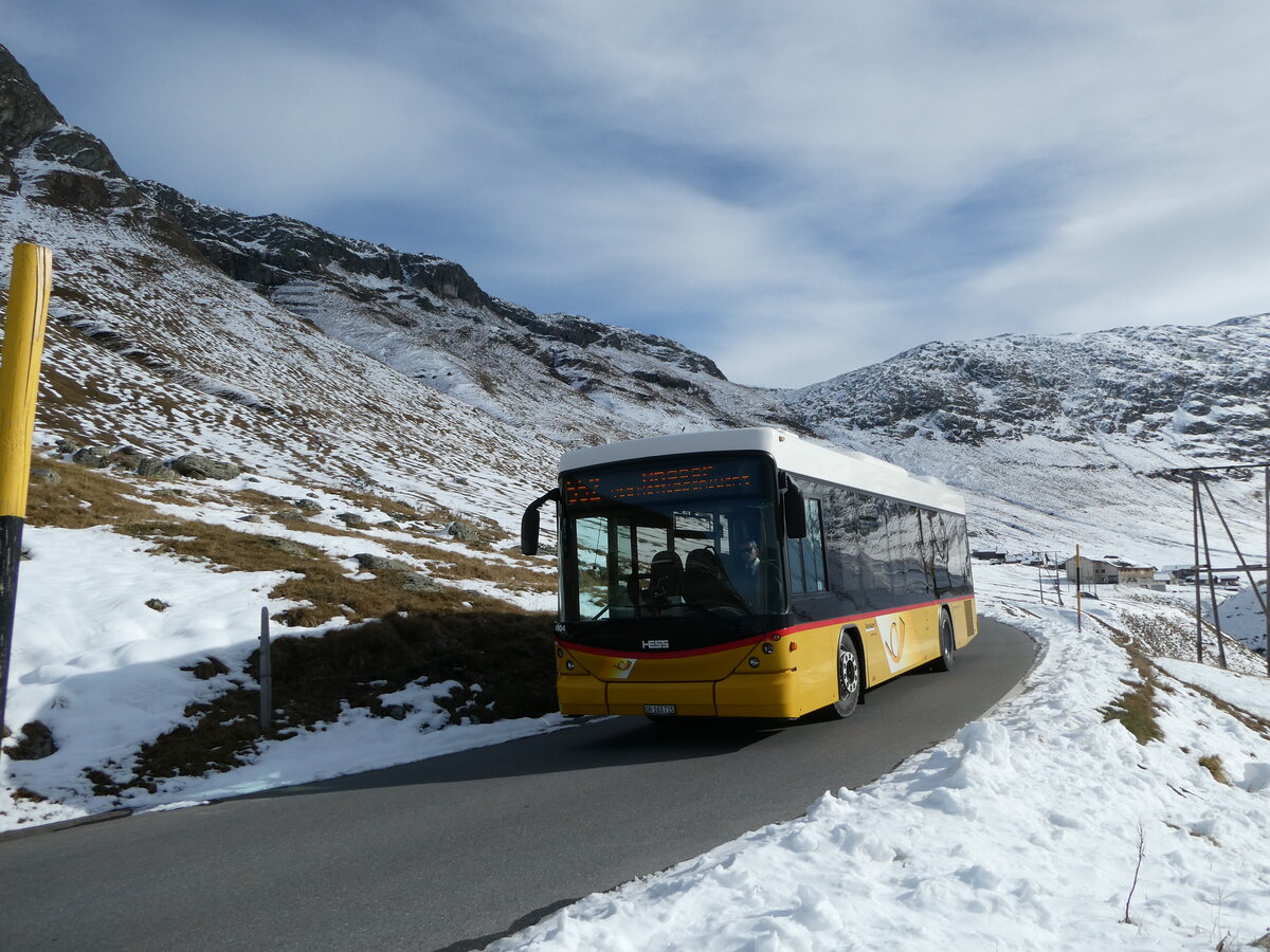 (242'273) - Gaudenz, Andeer - GR 163'715 - Scania/Hess (ex Stutz, Jonen; ex PostAuto Bern; ex AVG Meiringen Nr. 67; ex AVG Meiringen Nr. 76; ex Steiner, Messen) am 8. November 2022 bei Juf