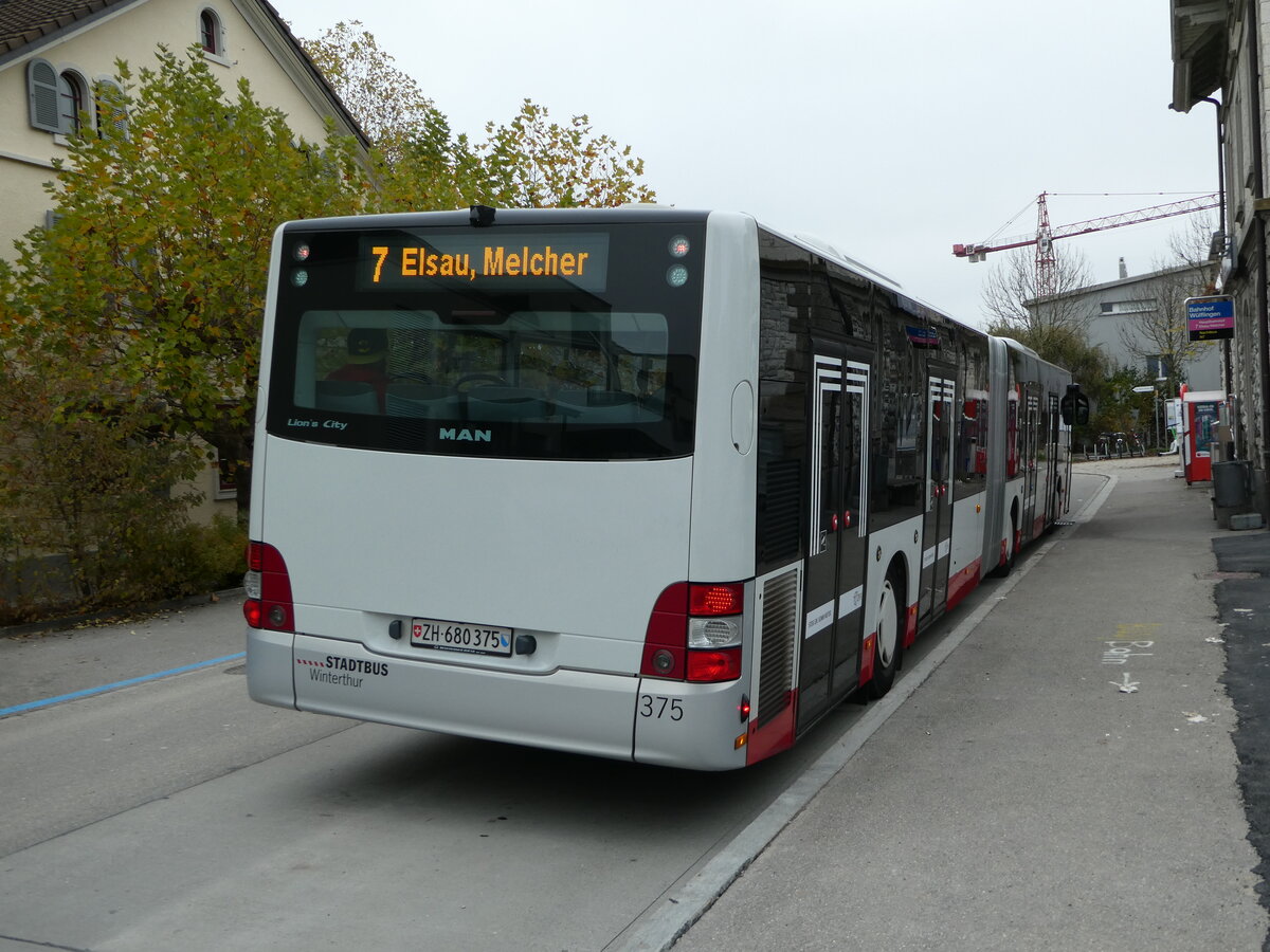 (242'536) - SW Winterthur - Nr. 375/ZH 680'375 - MAN am 12. November 2022 beim Bahnhof Winterthur Wlflingen