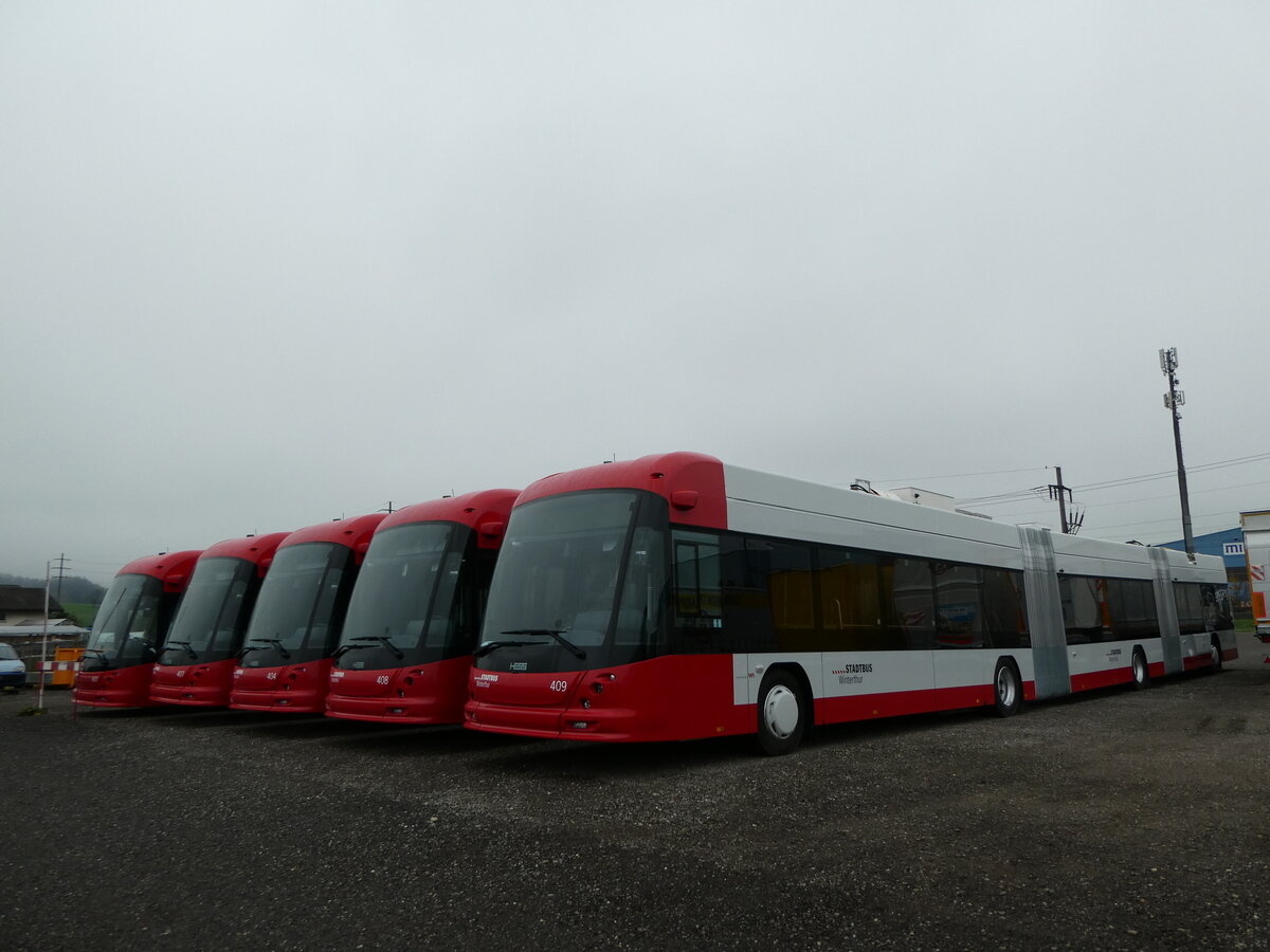 (242'605) - SW Winterthur - Nr. 409 - Hess/Hess Doppelgelenktrolleybus am 13. November 2022 in Wil, Larag