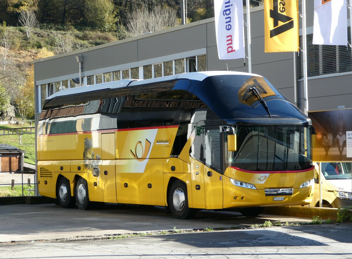 (242'791) - AutoPostale Ticino - TI 215'384 - Neoplan am 16. November 2022 in Rivera, Garage ATV