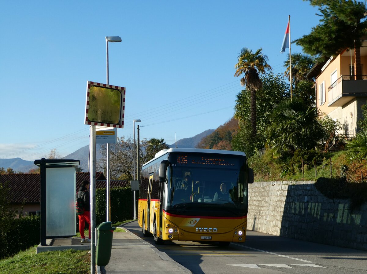 (242'850) - AutoPostale Ticino - TI 339'212 - Iveco am 17. November 2022 in Agra, Rondelli