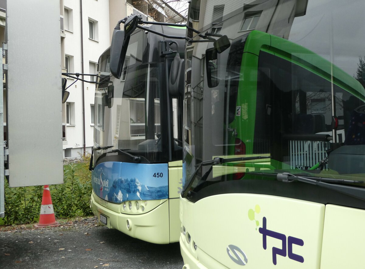 (243'435) - TPC Aigle - Nr. 450/VS 353'316 - Solaris (ex Nr. 17) am 3. Dezember 2022 in Monthey, Garage (Teilaufnahme)