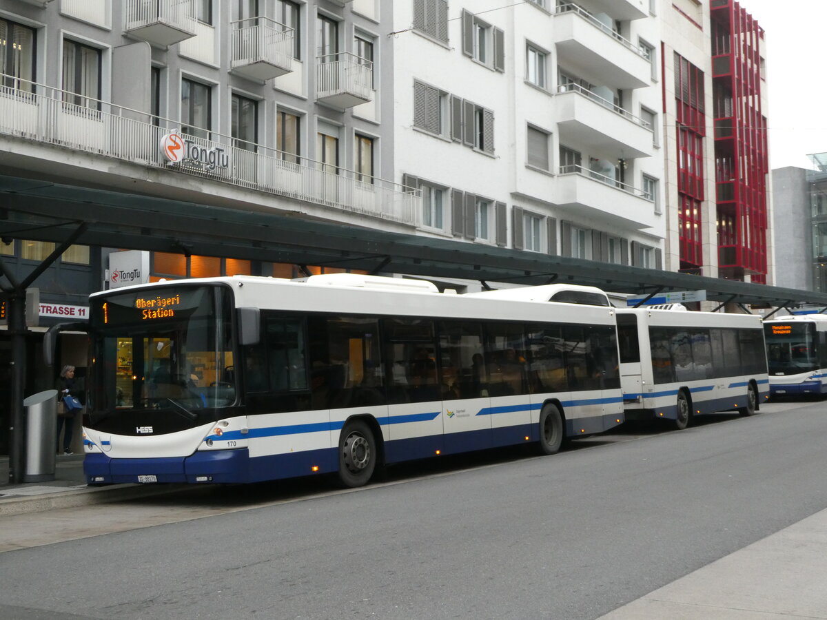 (243'520) - ZVB Zug - Nr. 170/ZG 88'170 - Hess am 7. Dezember 2022 beim Bahnhof Zug