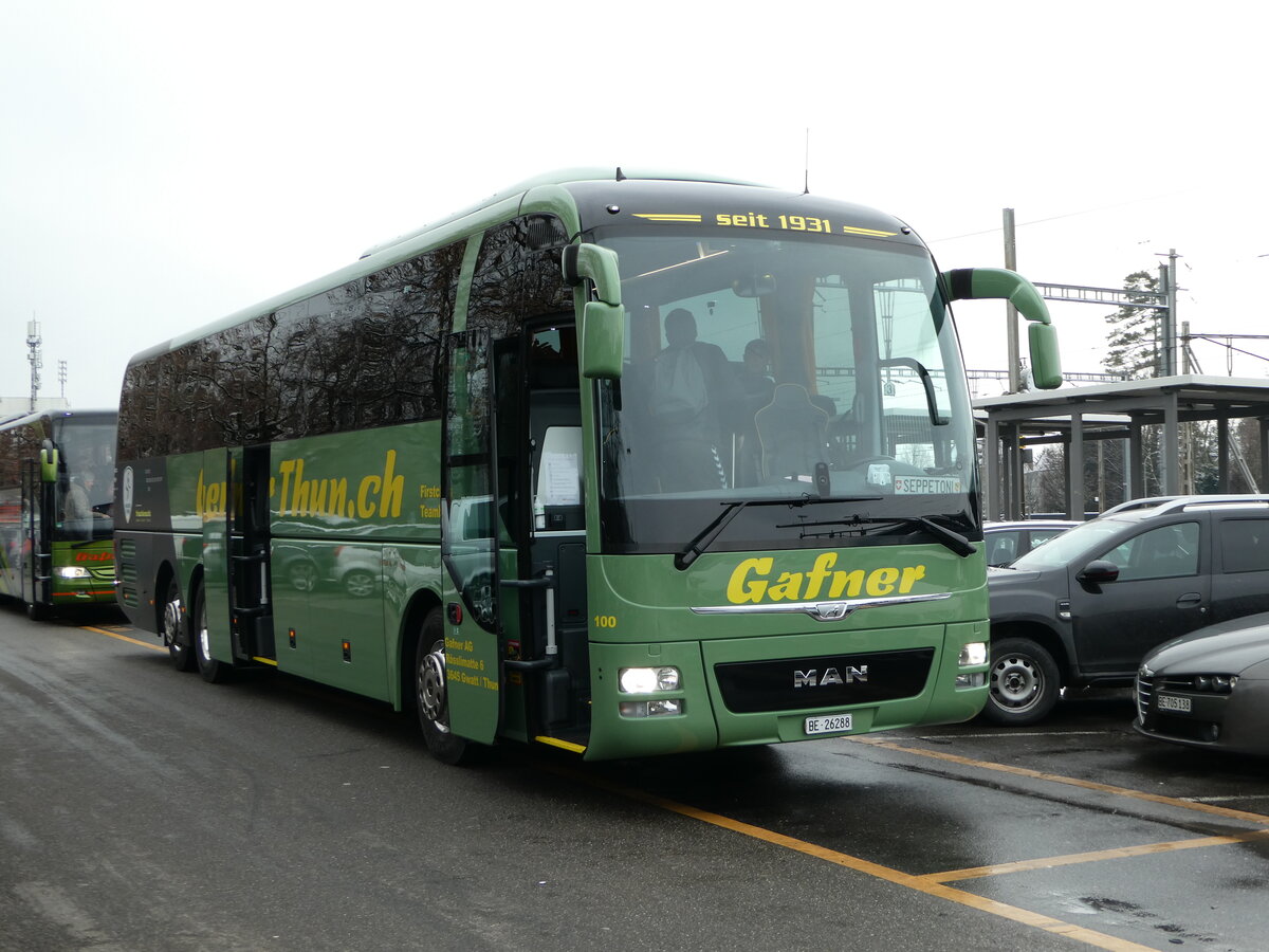 (243'982) - Gafner, Gwatt - Nr. 100/BE 26'288 - MAN (ex PostAuto Bern) am 17. Dezember 2022 in Thun, CarTerminal