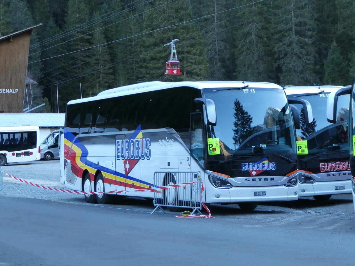 (244'703) - Funi-Car, Biel - Nr. 15/BE 203'815 - Setra am 7. Januar 2023 in Adelboden, Unter dem Birg