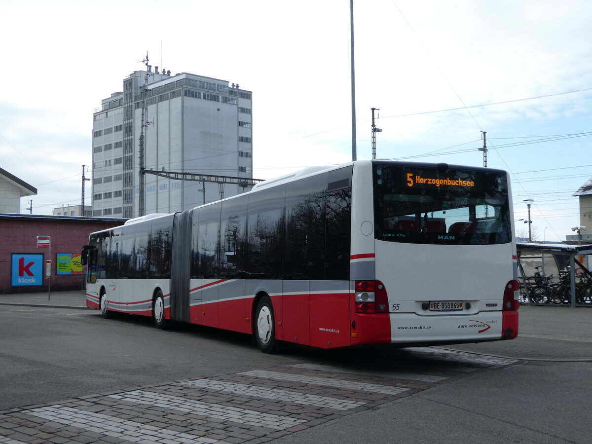 (245'210) - ASm Langenthal - Nr. 65/BE 858'865 - MAN am 21. Januar 2023 beim Bahnhof Herzogenbuchsee