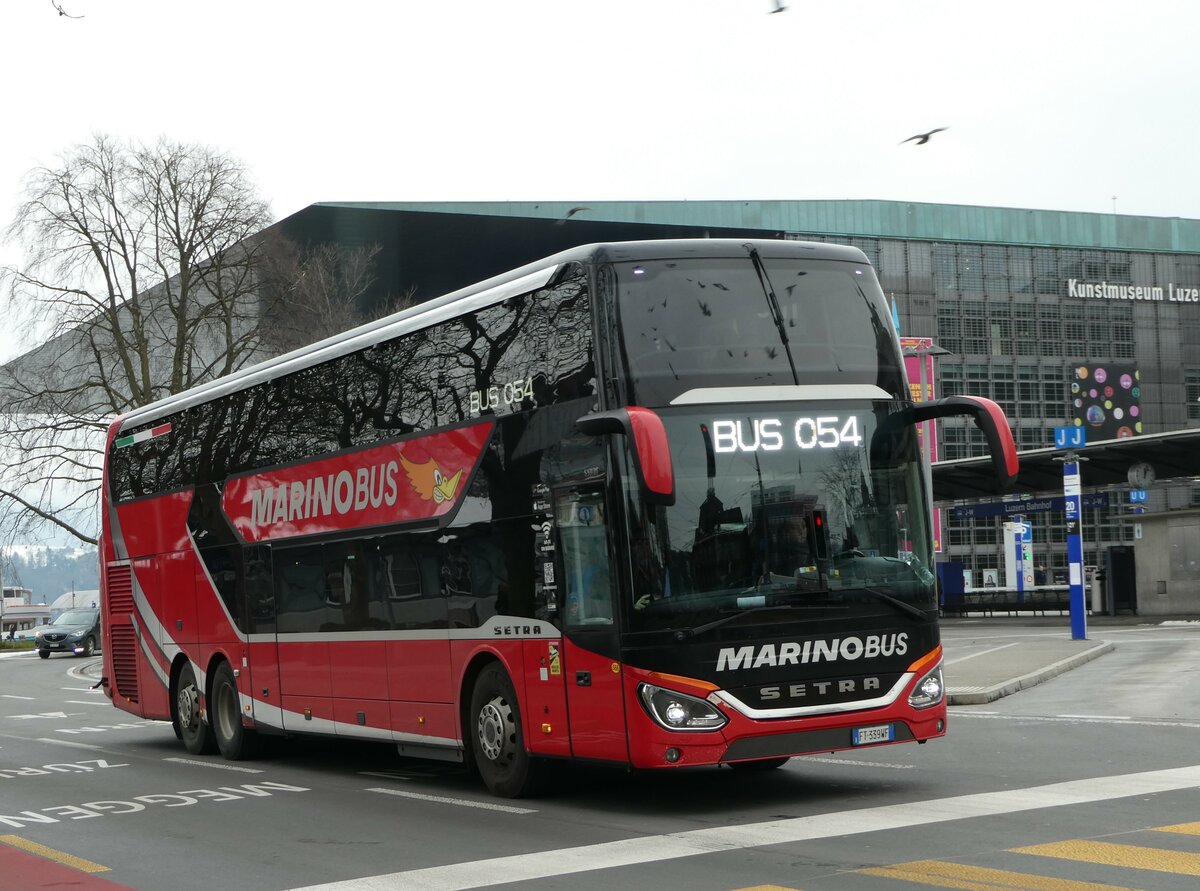 (245'354) - Aus Italien: MarinoBus, Altamura - Nr. 566/FT-339 WF - Setra am 25. Januar 2023 beim Bahnhof Luzern